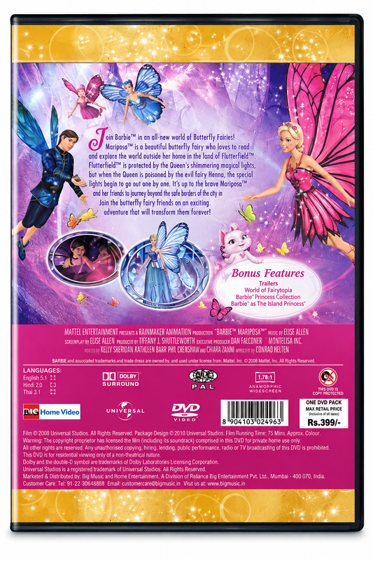 Barbie Mariposa DVD back cover