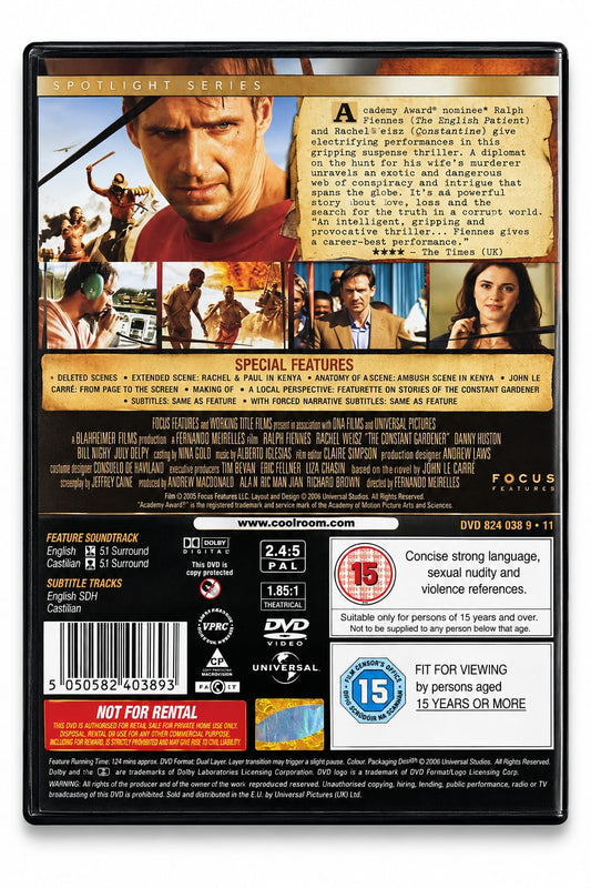 The Constant Gardener – Movie DVD | Ralph Fiennes & Rachel Weisz back cover