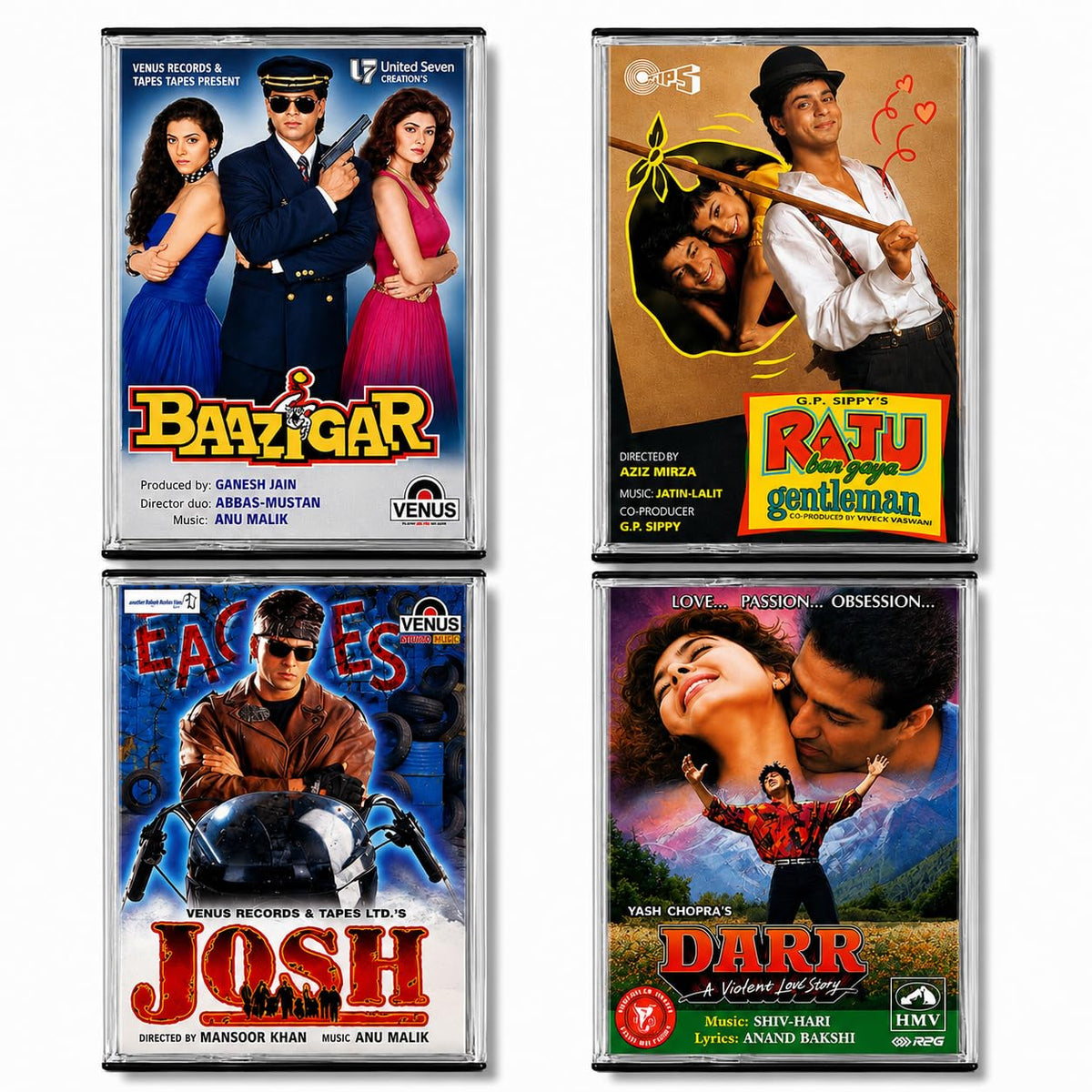 4 Blockbuster Shah Rukh Khan Movie Audio Cassette Collection Set