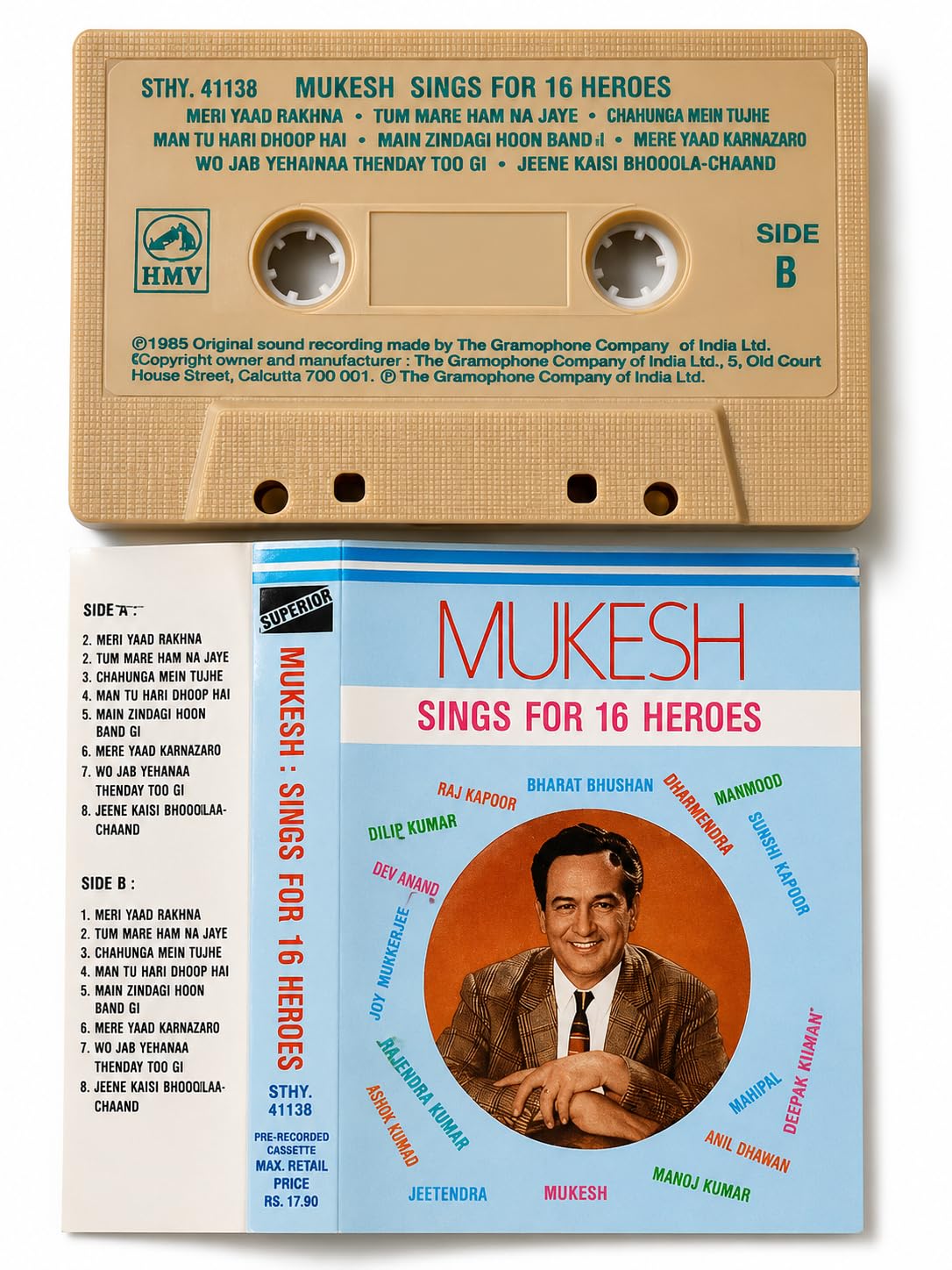 Mukesh – Sings for 16 Heroes Original Hindi Audio Cassette