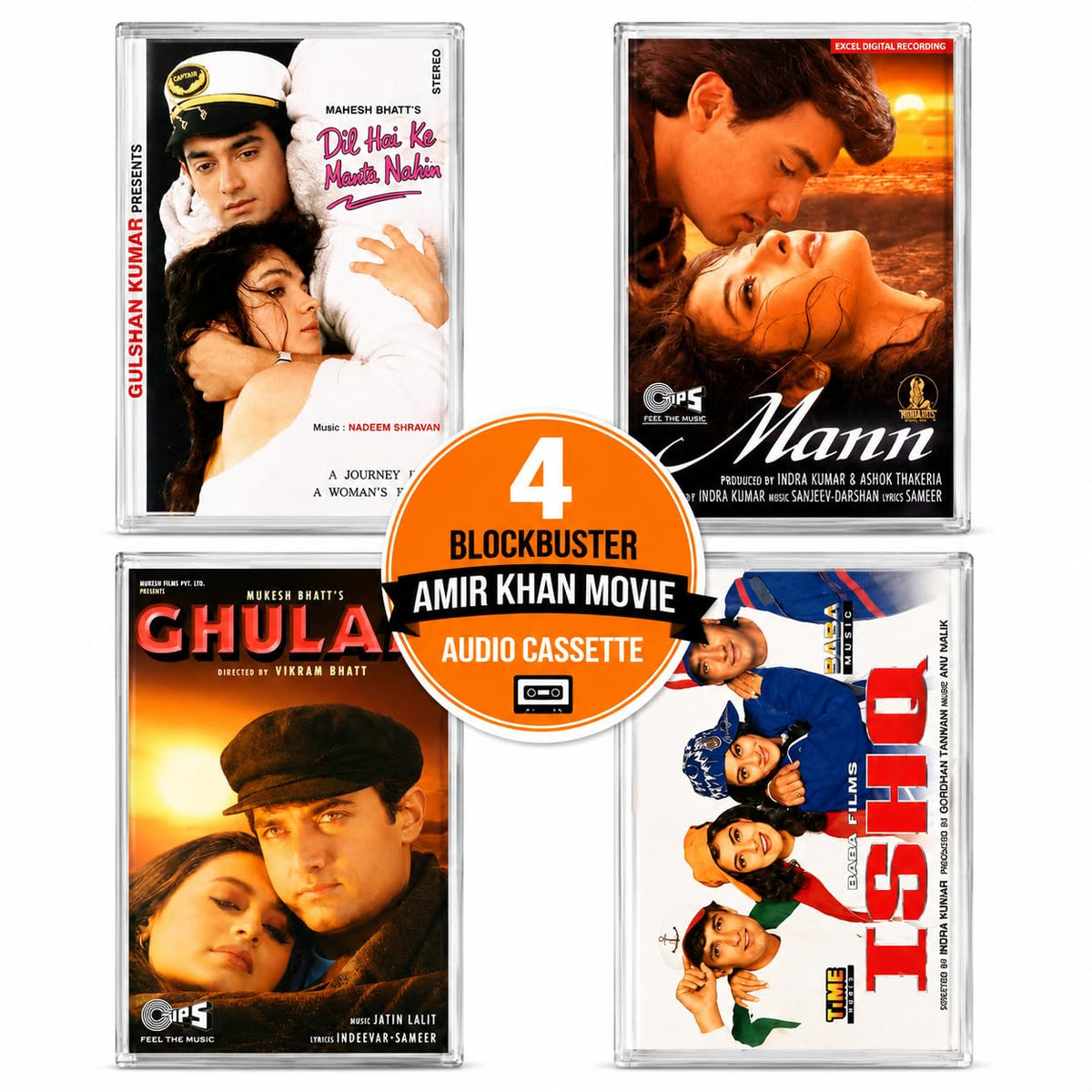 Aamir Khan - 4 Blockbuster Movie Audio Cassette Set