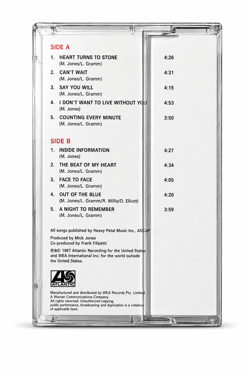 Foreigner – Inside Information Audio Cassette