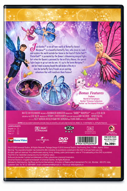 Barbie Mariposa DVD back cover