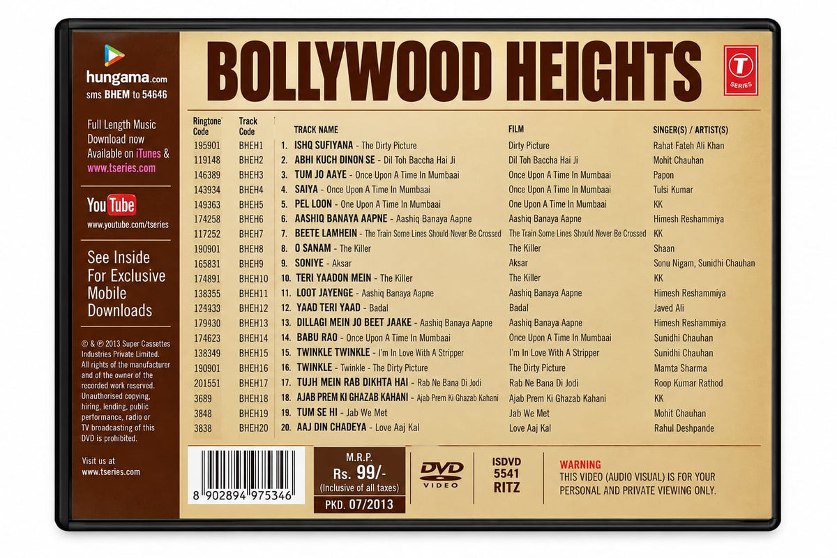 Bollywood Heights: Emraan Hashmi – Video Songs DVD back cover