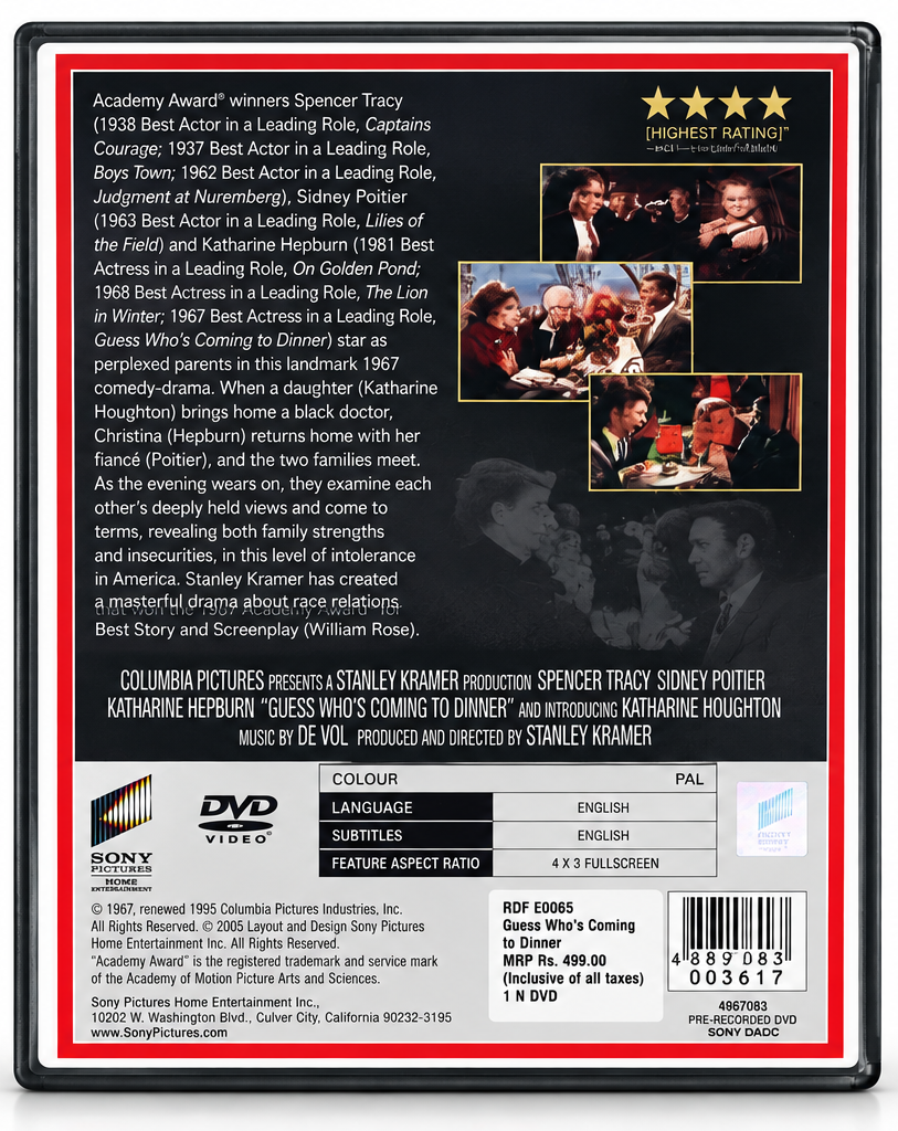 Guess Who's Coming to Dinner – Movie DVD back cover