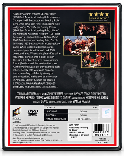 Guess Who's Coming to Dinner – Movie DVD back cover