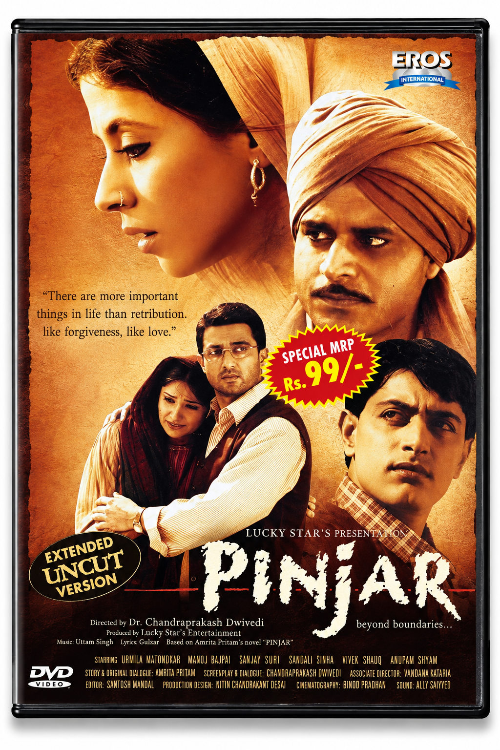 Pinjar original Hindi movie DVD front cover