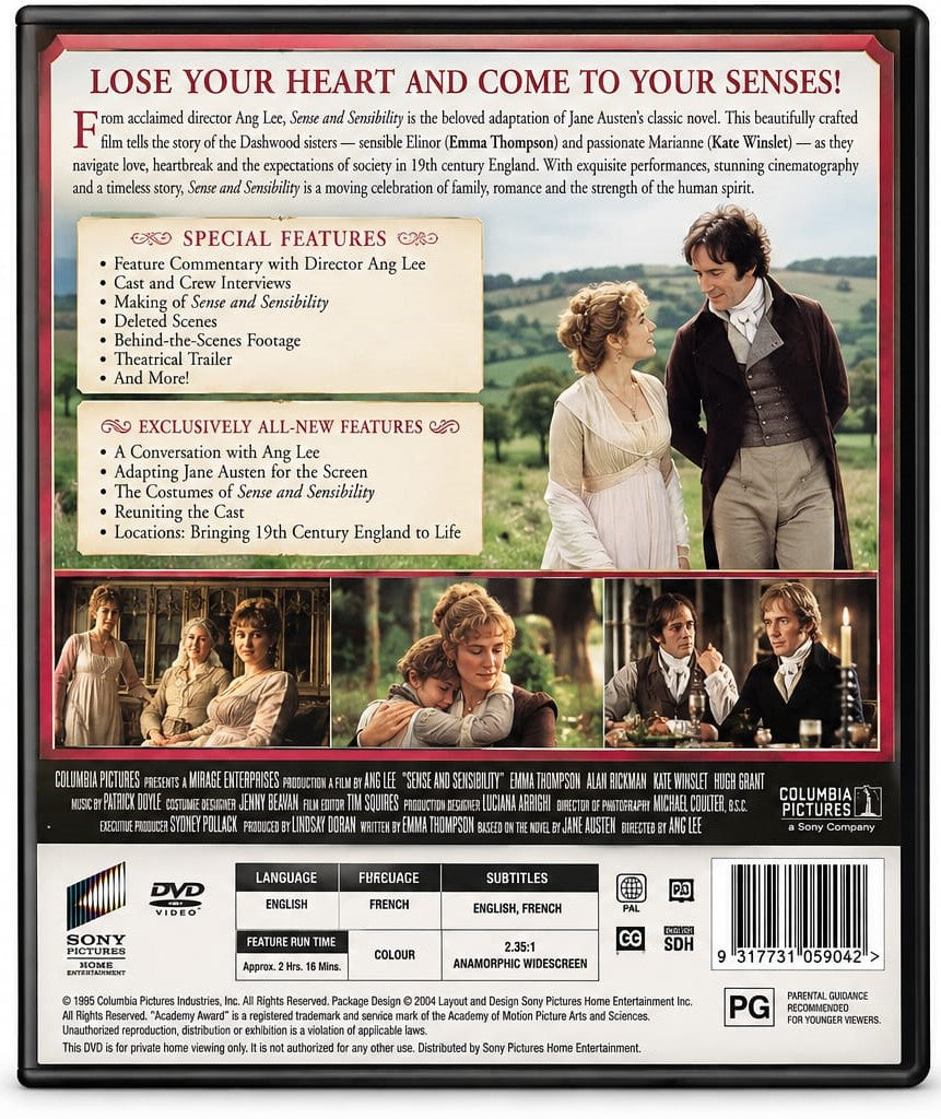 Sense and Sensibility – Movie DVD | Emma Thompson & Kate Winslet spine cover