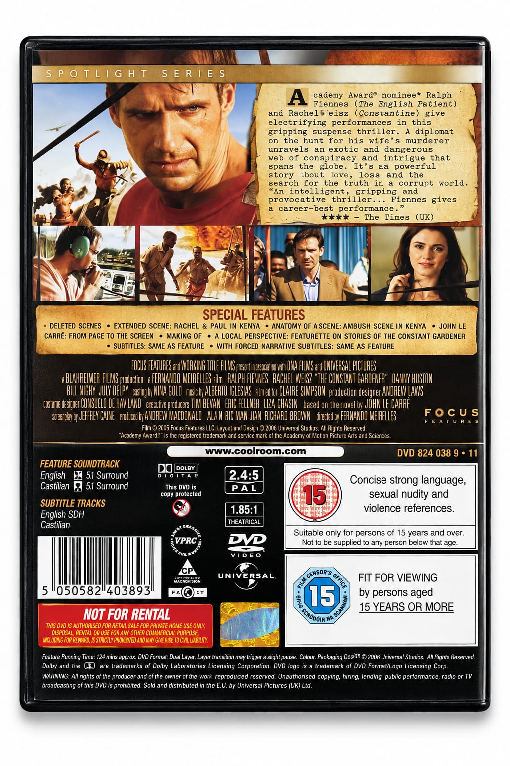 The Constant Gardener – Movie DVD | Ralph Fiennes & Rachel Weisz back cover