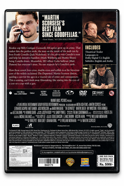 The Departed original movie DVD back cover