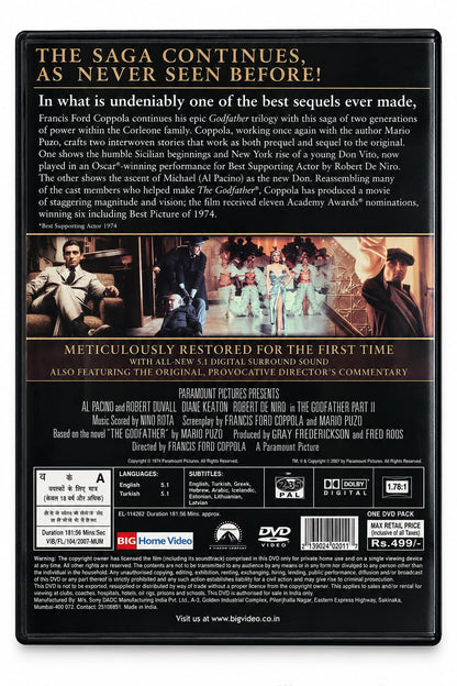 The Godfather Part II – Movie DVD | The Coppola Restoration spine cover