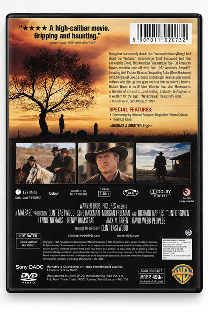 Unforgiven – Movie DVD | Clint Eastwood spine cover